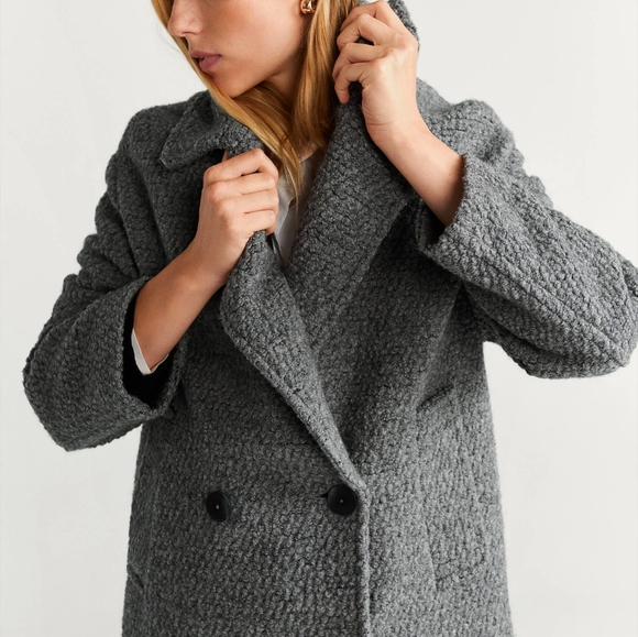 NEW Mango Oversized Grey Wool Coat - Picture 3 of 10
